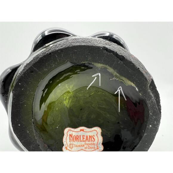 Norleans Hand Blown Five Finger Swung Glass Vase 10” Dark Green - Picture 9 of 9